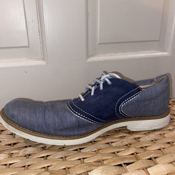 SPERRY Men Sz 8.5 Top Sider Boat Ox Saddle Oxfords Shoes Blue Linen Laceup main image 3